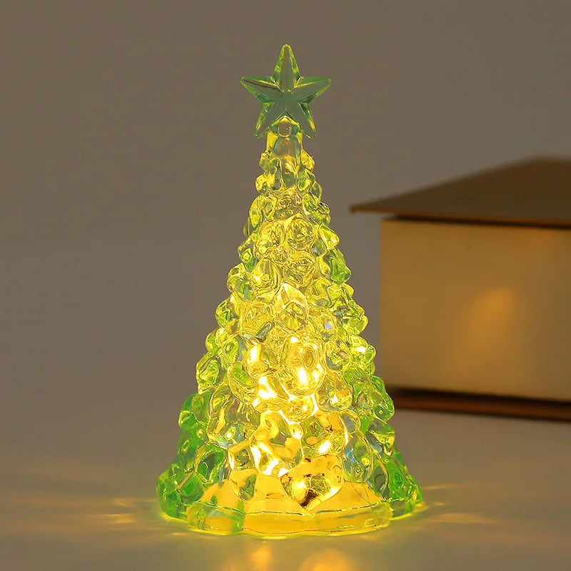 Christmas Night Light Mini Christmas Tree Design Crystal Clear Decor Festive Tabletop Decor