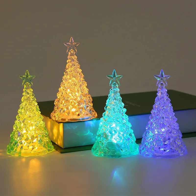 Christmas Night Light Mini Christmas Tree Design Crystal Clear Decor Festive Tabletop Decor