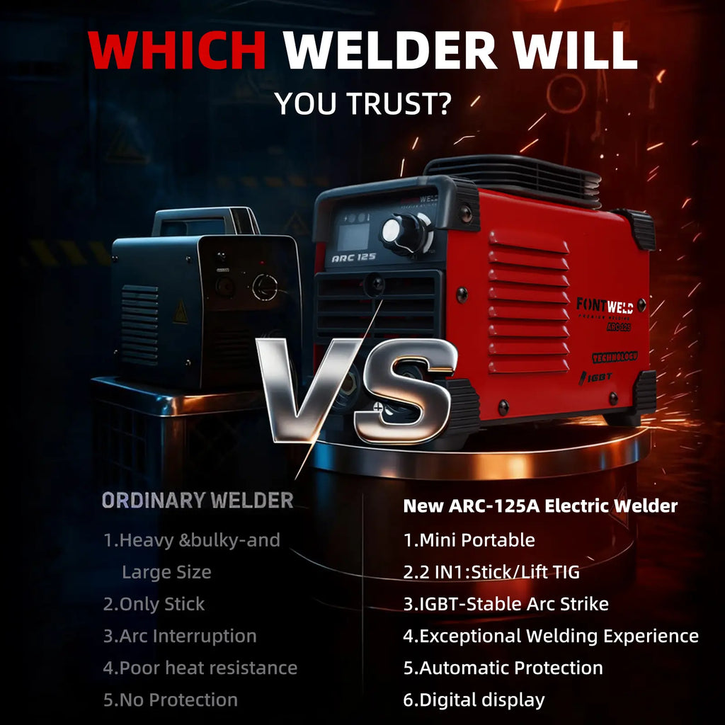125A Portable Lightweight Handheld Welder Machine, MMA ARC Welder for Home Projects, Metal Repair, Portable Lightweight Welder Handheld Stick Welder