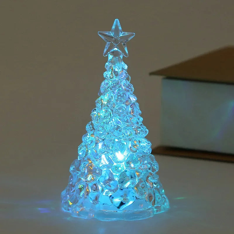 Christmas Night Light Mini Christmas Tree Design Crystal Clear Decor Festive Tabletop Decor