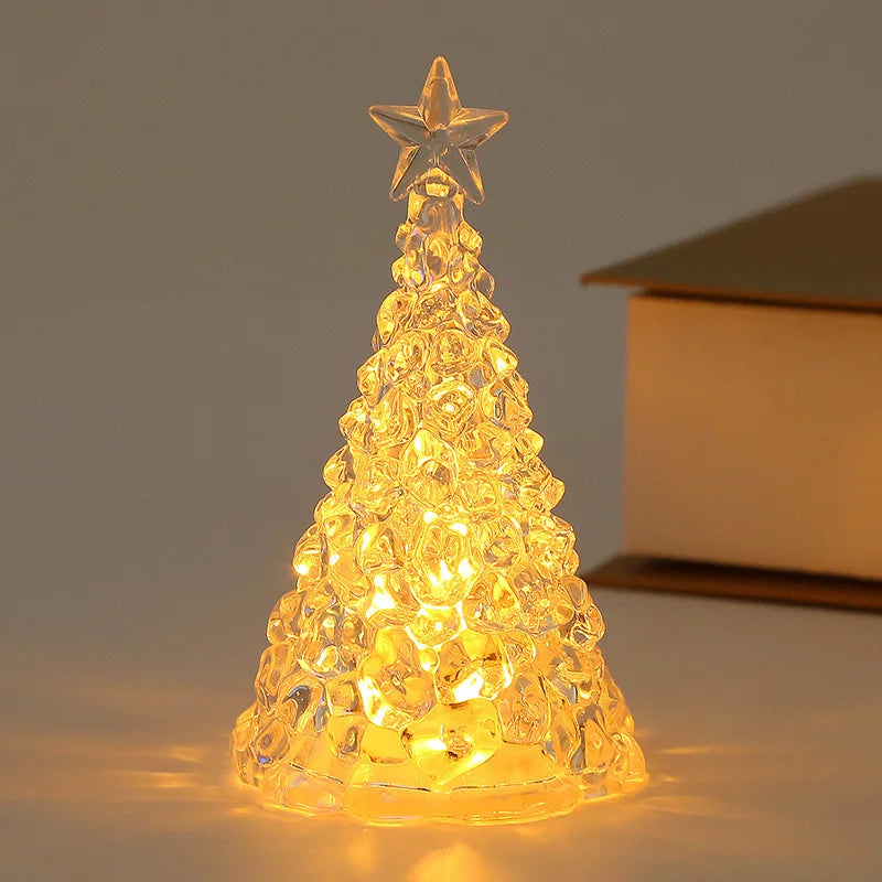 Christmas Night Light Mini Christmas Tree Design Crystal Clear Decor Festive Tabletop Decor