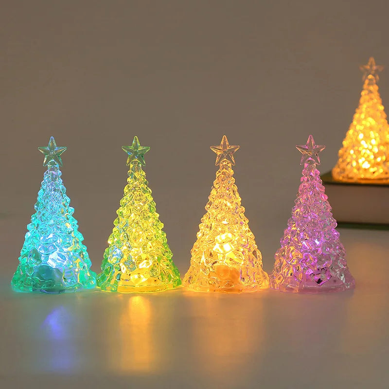 Christmas Night Light Mini Christmas Tree Design Crystal Clear Decor Festive Tabletop Decor