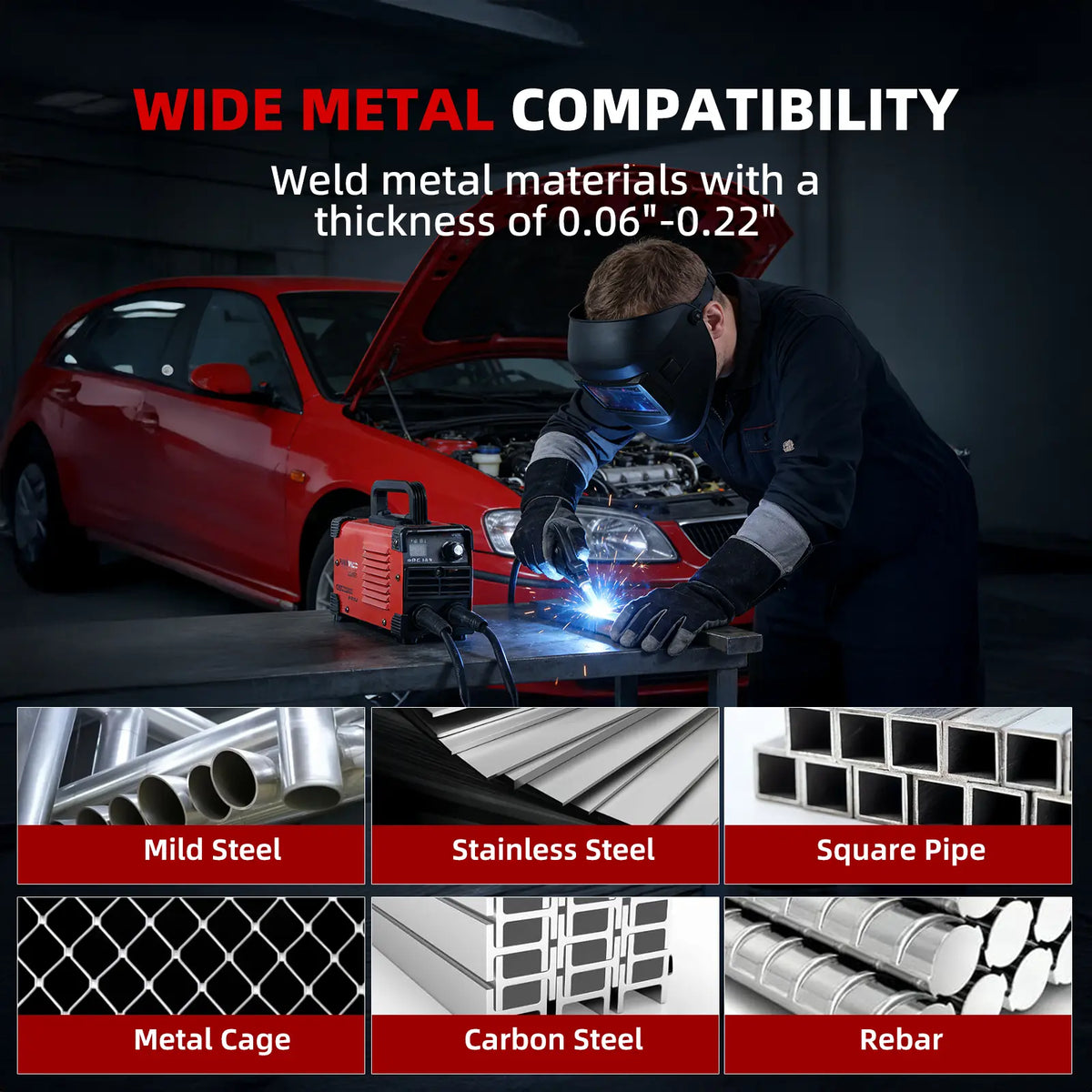 125A Portable Lightweight Handheld Welder Machine, MMA ARC Welder for Home Projects, Metal Repair, Portable Lightweight Welder Handheld Stick Welder