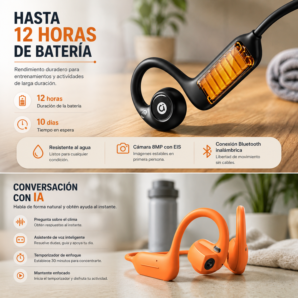 Auriculares Bluetooth, Marca ASUS Adol, Diseño Impermeable