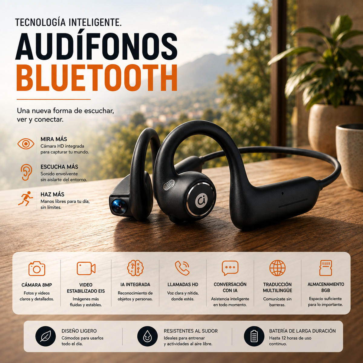 Auriculares Bluetooth, Marca ASUS Adol, Diseño Impermeable