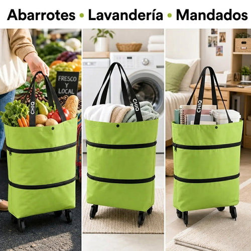 Bolsa de Compras Plegable con Ruedas | Carrito Reutilizable y Ligero