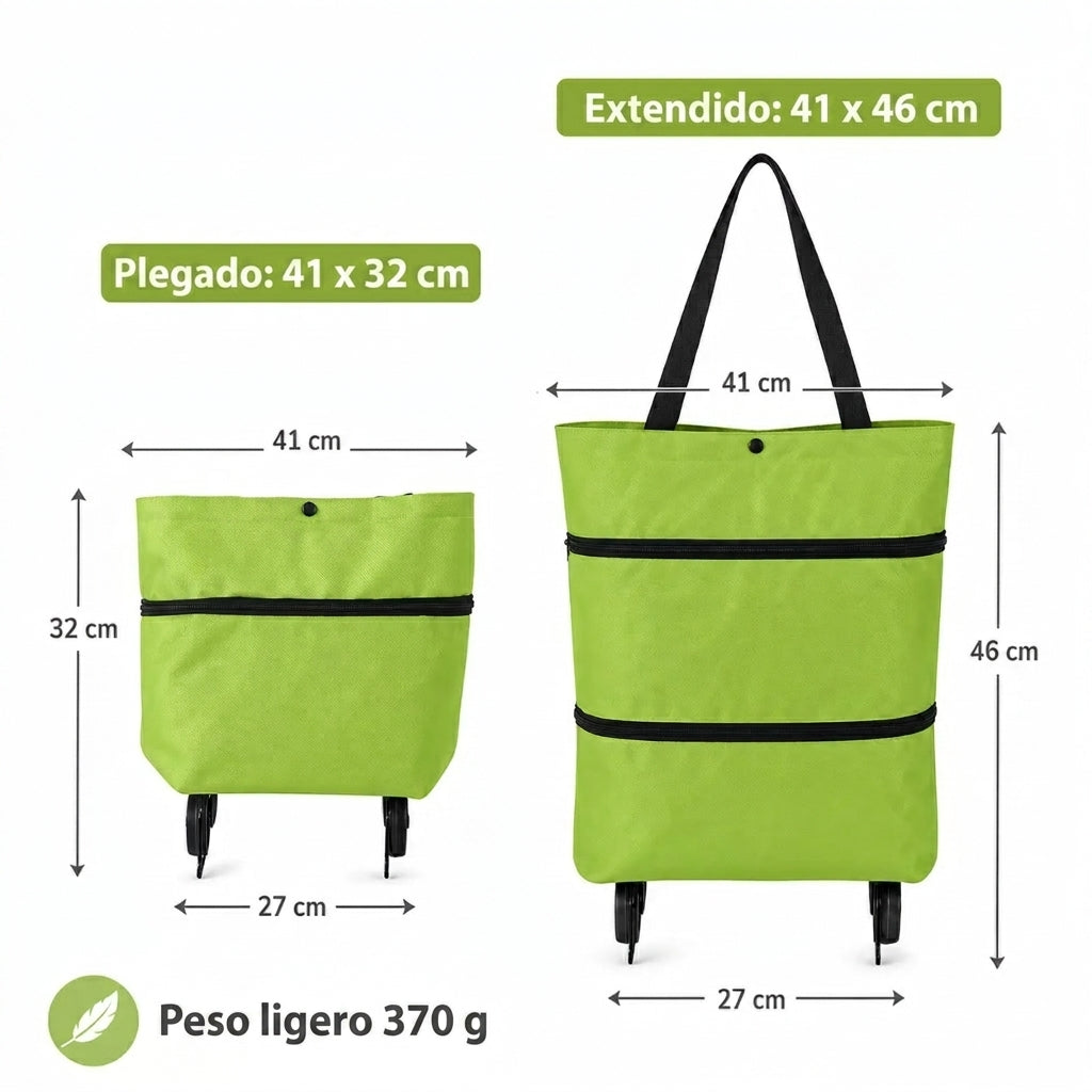 Bolsa de Compras Plegable con Ruedas | Carrito Reutilizable y Ligero