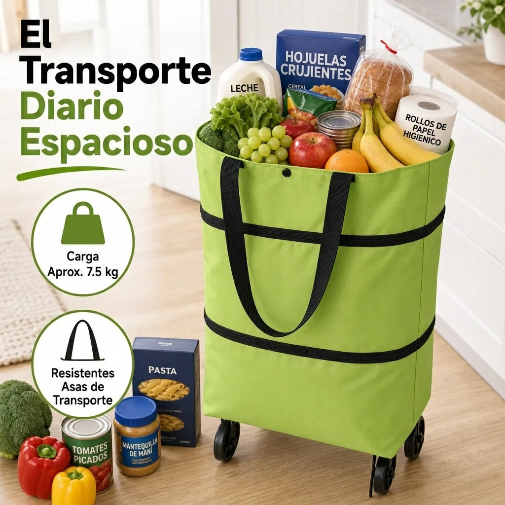 Bolsa de Compras Plegable con Ruedas | Carrito Reutilizable y Ligero