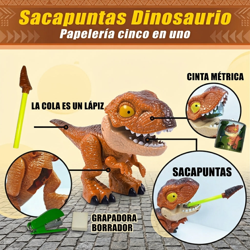 Set de Útiles Escolares 5 en 1 con Diseño de Dinosaurio