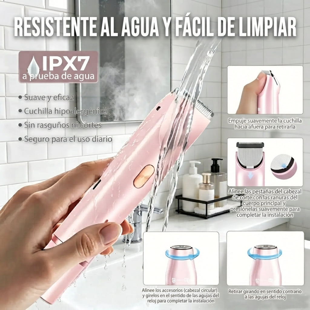 Depiladora Eléctrica 2 en 1 para Mujer | Rostro y Cuerpo | Recargable e Impermeable