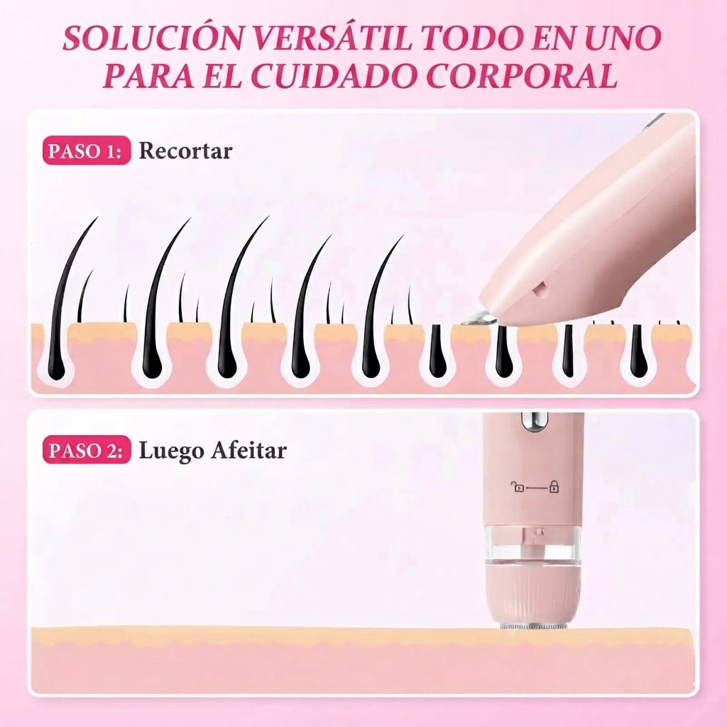 Depiladora Eléctrica 2 en 1 para Mujer | Rostro y Cuerpo | Recargable e Impermeable