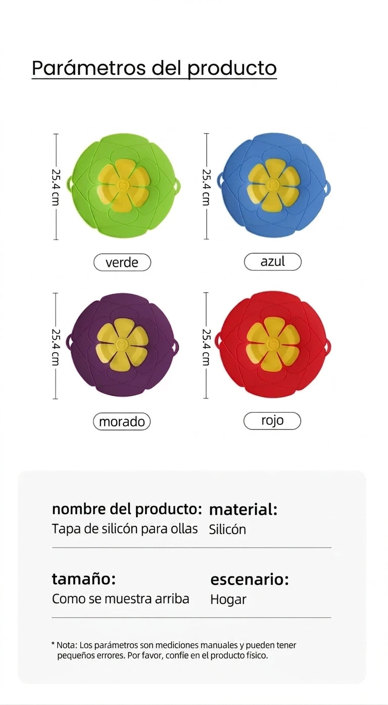 Tapa Antiderrames de Silicona para Ollas y Sartenes