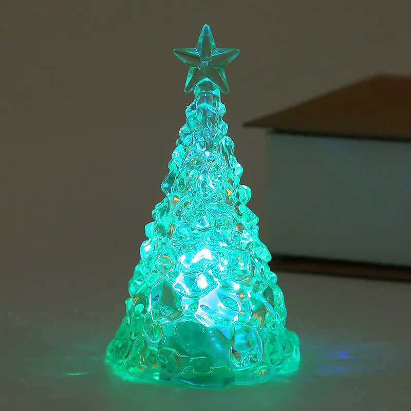 Christmas Night Light Mini Christmas Tree Design Crystal Clear Decor Festive Tabletop Decor